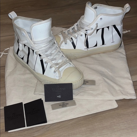 Valentino White and Black High-Top Sneakers used gently